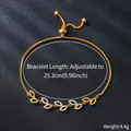 Detailed view of the gold-plated leaf bracelet featuring cubic zirconia inlay and specs - Marquise Leaf Style (SL361-2)