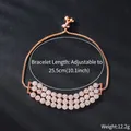 Close-up of rose gold flower bracelet with cubic zirconia and adjustable closure - Three Row Exquisite Flower Style (SL204-3)