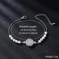 Detailed close-up of elegant pearl and zircon paved disc bracelet on dark background - Artificial Pearl with Round Pave Style (SL314)