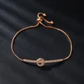 Elegant rose gold plated zircon bracelet with adjustable slider clasp for women's jewelry - Ring and Bar (SL342-3)