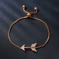 Elegant rose gold arrow bracelet with sparkling cubic zirconia and adjustable chain - Arrow Style (SL348-3) / Rose Gold