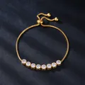 Adjustable gold bracelet with sparkling round-cut micro-pave zircons for women. - 8 Zirconias Fan Style (SL327-2) / Gold