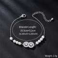 Close-up view of an elegant zircon infinity bracelet with pearls and adjustable chain - Artificial Pearl with Infinity Symbol Style (SL313)