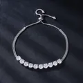 Elegant adjustable silver bracelet with sparkling round cubic zirconia stones for women - 11 Zirconias Micro-Pave Style (SL330-1) / Silver