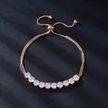 Elegant rose gold adjustable bracelet featuring micro-paved sparkling clear zircons - 11 Zirconias Style (SL330-3)