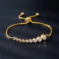 Elegant gold plated adjustable bolo bracelet with micro-paved sparkling round zircons - 10 Gradient Zirconias Arc Style (SL333-2)