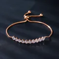 Elegant rose gold adjustable slider bracelet featuring sparkling square zirconia stones - 10 Square Zirconias Style (SL334-3)