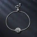 Elegant silver-colored Tree of Life bracelet with shimmering cubic zirconia accents - Silver Tree of Life Style (SL375-1)