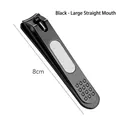 Professional black stainless steel nail clipper with large flat mouth, 8cm long - Black Large Flat Mouth (8cm)