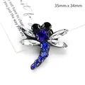 Broche libellule exquise avec strass bleus et blancs épingle à insectes taille 35mm x 34mm - Forme Libellule Effet Bleu Roi (XD8455)