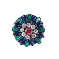 Broche florale luxueuse en strass multicolores avec des accents de cristal vibrants - Style Tournesol en Strass (XD8455)