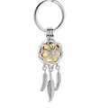Silver dreamcatcher aromatherapy essential oil locket keychain with hollow feathers - Gold