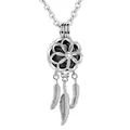 Collana diffusore oli essenziali acchiappasogni argento con fiore e piume - Nero