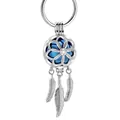 Silver openable hollow ball dreamcatcher keychain with blue core and elegant feather tassels - Blue