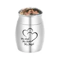 Small 30x40mm personalised cremation urn with photo slot and heart engraving. - Silver