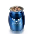Blauer Mini-Kremationsurne für Asche mit individuellem Foto - 30x40mm / Blau