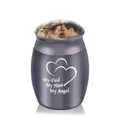 Grey mini cremation urn for ashes with custom photo space and heart engraving detail - Dark Gray