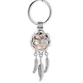 Porte-clés aromathérapie attrape-rêves avec plumes argentées et or rose - Or rose