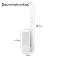White disposable toilet brush set with a square storage base and long 40.8cm handle - White Handle Base (Without Refills)