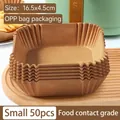 Pack of 50 small square disposable brown paper liners for air fryer basket, food grade. - Square Style / Small Bag 50 Pieces/Pack