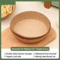 50pcs disposable round air fryer paper liners with oil-proof brown kraft paper finish - Round Style / Round Bag 50 Pieces/Pack