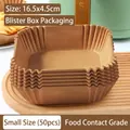 Set of 50 square brown disposable air fryer paper liners for baking and roasting - Square Style / 50 Pieces/Pack Small Blister Pack