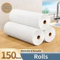 Set of 3 thickened reusable kitchen cleaning rolls, 150 sheets total, white honeycomb texture - 3 Rolls 150 Sheets