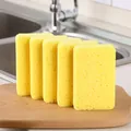 Pack of 5 natural yellow wood pulp cellulose sponges for kitchen dishwashing cleaning - Thickened / 5 Pieces