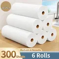 6 rolls of washable reusable kitchen cleaning rags with honeycomb texture 20x20cm - 6 Rolls 300 Sheets