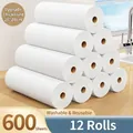 Pack of 12 rolls disposable reusable kitchen cleaning cloths honeycomb texture 600 sheets - 12 Rolls 600 Sheets
