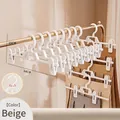 Off-white non-slip plastic pants hanger with adjustable clips for skirts and trousers - Upgraded Thickened Style / Cream