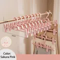 Sakura pink plastic pant hangers with non-marking clips and 360-degree swivel hook - Upgraded Thickened Style / Sakura Pink