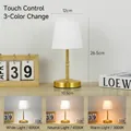 Rechargeable gold metal desk lamp with pleated shade and 3-color touch dimming control - Style A (White Pleated) / 3-Color Stepless Dimming Rechargeable
