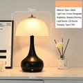 Vintage Wabi-Sabi aufladbare Tischlampe mit Vasensockel und Glasfalten-Schirm - Vasen-Stil / Stecker-Modell (3-Farben-Wechsel)