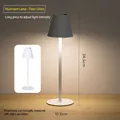 Rechargeable LED bar table lamp with 3-color light and touch dimming in grey finish - White (3-Color Light + Charger) / Touch Switch