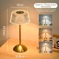Luxuriöse Vintage-Kristall-Tischlampe mit Gold-Finish und dreifarbiger Dimmfunktion - Diamantschliffstil C (3-Farben-Dimmung) / Touch-Schalter / Gold