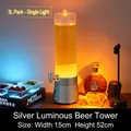 3L silberner leuchtender Bierturm-Spender mit LED-Licht für Hausbars und Partys - Einzelleuchte / Kapazität / Silber