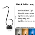 Modern minimalist S-shaped rechargeable LED desk lamp with button switch in black finish - Music Note Style / Black Style (37x9.5cm) With Charger / White