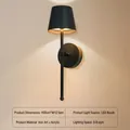 Applique murale LED rechargeable noire minimaliste moderne pour chambre et salon - Gradation à Trois Couleurs Tactile Supérieure / Noir