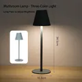 Minimalist black rechargeable LED table lamp 34.5cm height with touch dimming control - Blue (3-Color Light + Charger) / Touch Switch