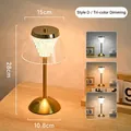 Elegante wiederaufladbare Gold-Kristall-Tischlampe für Schlafzimmer-Ambiente-Licht - Crushed Diamond Textur Stil D (3-Farben-Dimmung) / Touch-Schalter / Gold