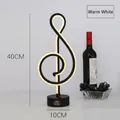 Lampe de table LED rechargeable en forme de note de musique avec lumière blanc chaud - Style 2 (40cm) / Interrupteur à bouton-poussoir / Blanc chaud