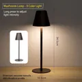 Minimalist black LED rechargeable table lamp with 3 color modes and dimming function - Coffee (3-Color Light + Charger) / Touch Switch