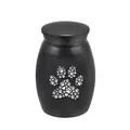 Mini black 16x25mm memorial cremation urn for ashes with a white heart paw print design - Black