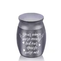 Mini grey metal memorial cremation urn with heart and wings engraving for pet ashes - 40*30mm / Black