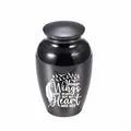 Memorial cremation urn for ashes with heart-touching quote and flying birds - Black
