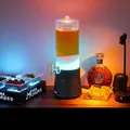 2L schwarzer leuchtender Bierturm mit bunten LED-Lichtern und Metallhahn für Bars - Regenbogen / Kapazität / Schwarz