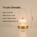 Lampe de table LED portable dorée minimaliste avec dôme en verre strié et tactile - Style I (BZTD-080)