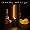 Modern rechargeable LED bar lamp with warm yellow light and oval design for cafe - Inner Ring Style (With Charger) / Yellow