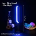 Kreative ovale LED-Bartischlampe mit blauem Licht, 35,7 cm Höhe, ideal für Cafés und Bars - Innerer Ring Stil (Mit Ladegerät) / Blau